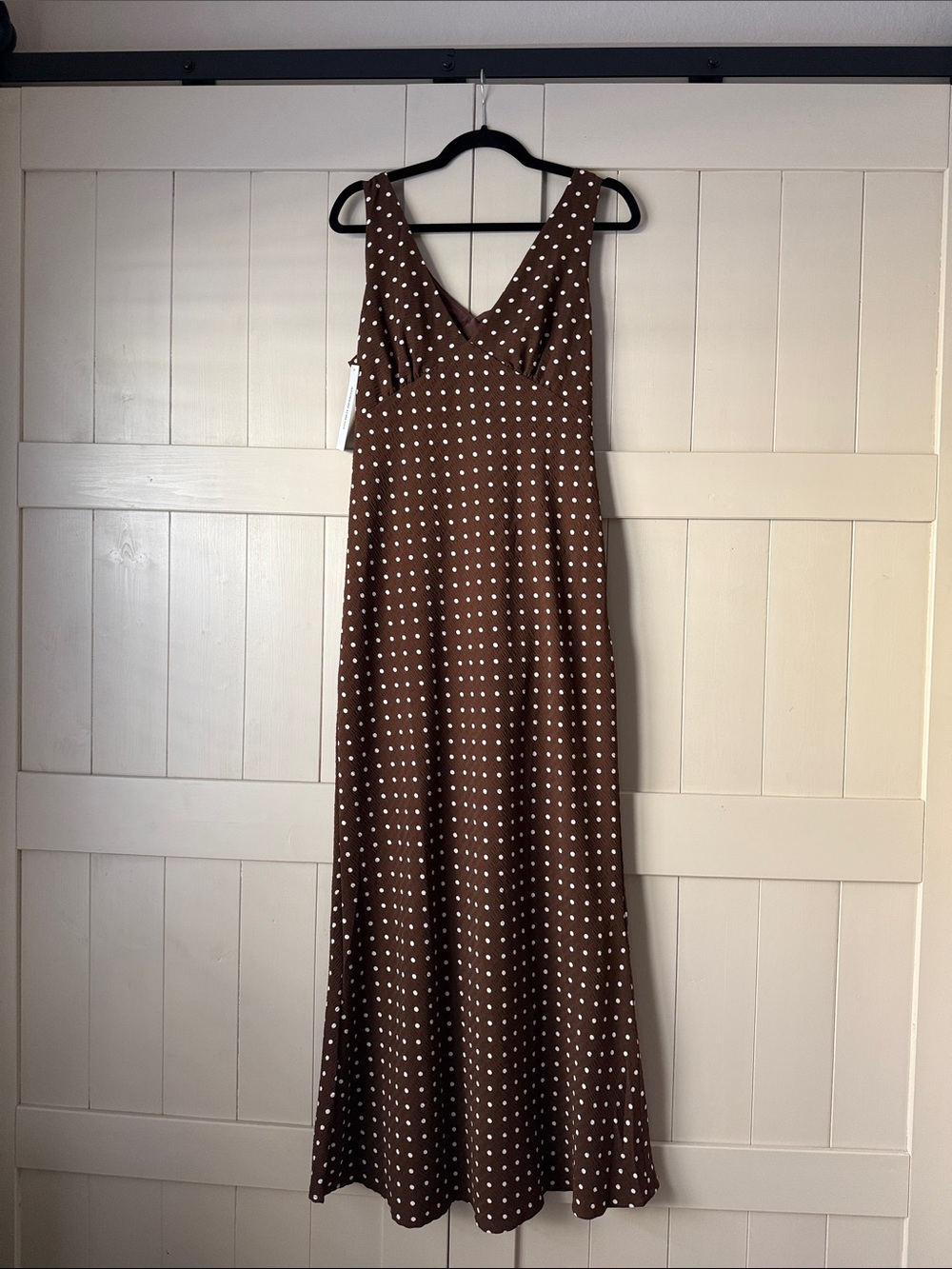 Princess Polly Brown Polka Dot V-Neck Maxi Dress